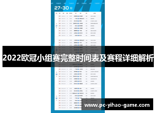 2022欧冠小组赛完整时间表及赛程详细解析