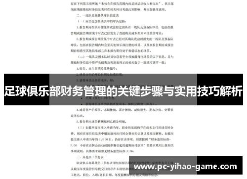 足球俱乐部财务管理的关键步骤与实用技巧解析